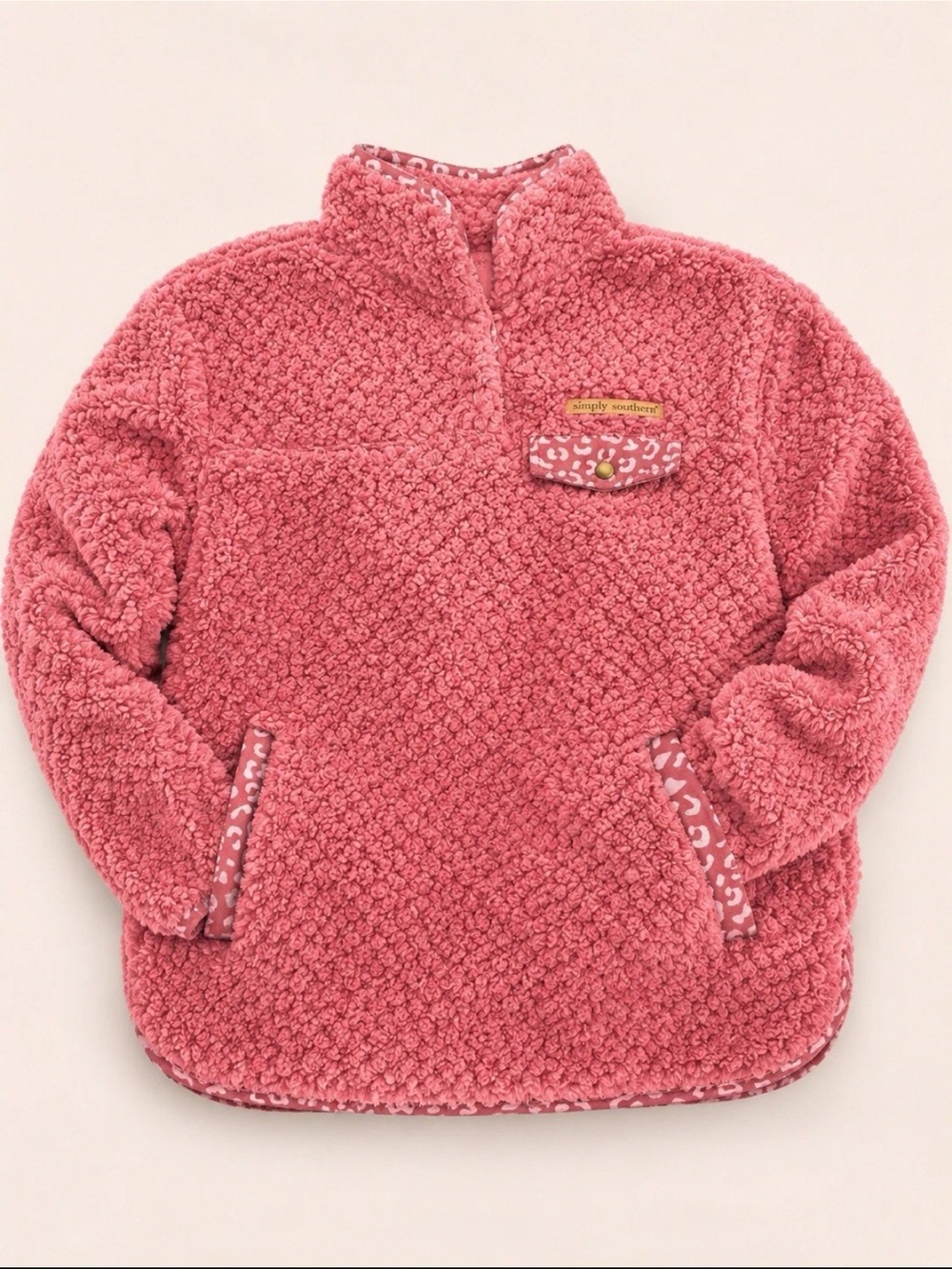 Simply Southern Coral Pink Sherpa Pullover